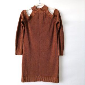 Abercrombie & Fitch Womens Brown Cold Shoulder Sleeve Knit Sweater Dress Size M